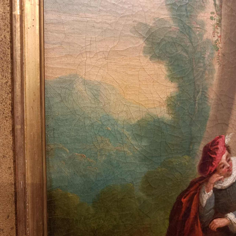 Schilderij van een pastorale scène, galant 18e eeuw in de geest van Watteau / Lancret