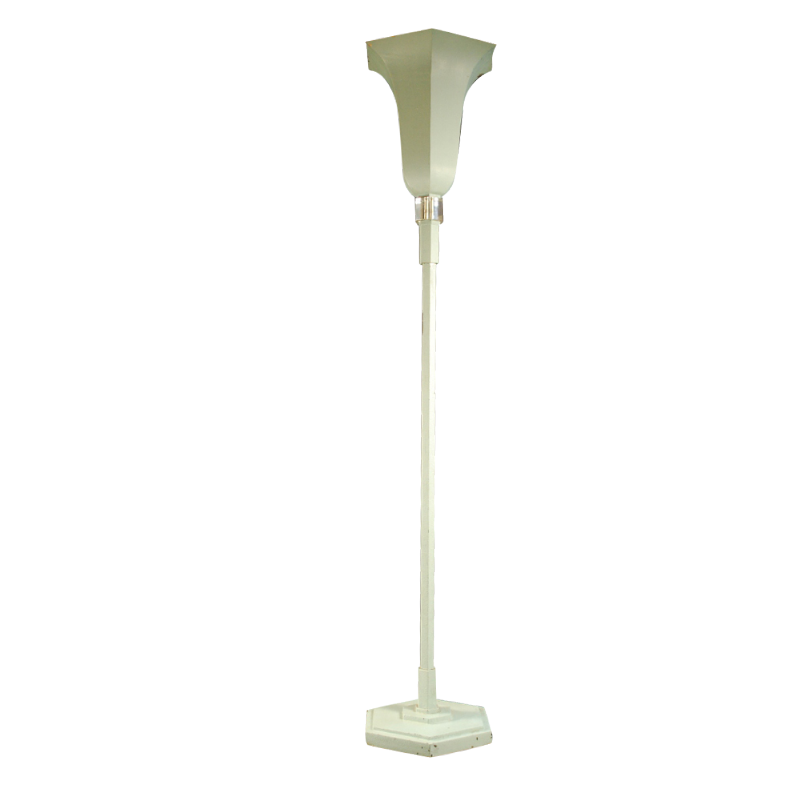 Lampadaire Art Déco en métal polychromé hexagonal - entretoise cristal - 1925