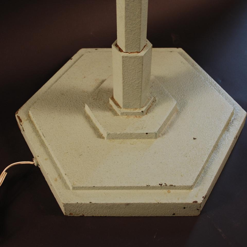 Lampadaire Art Déco en métal polychromé hexagonal - entretoise cristal - 1925