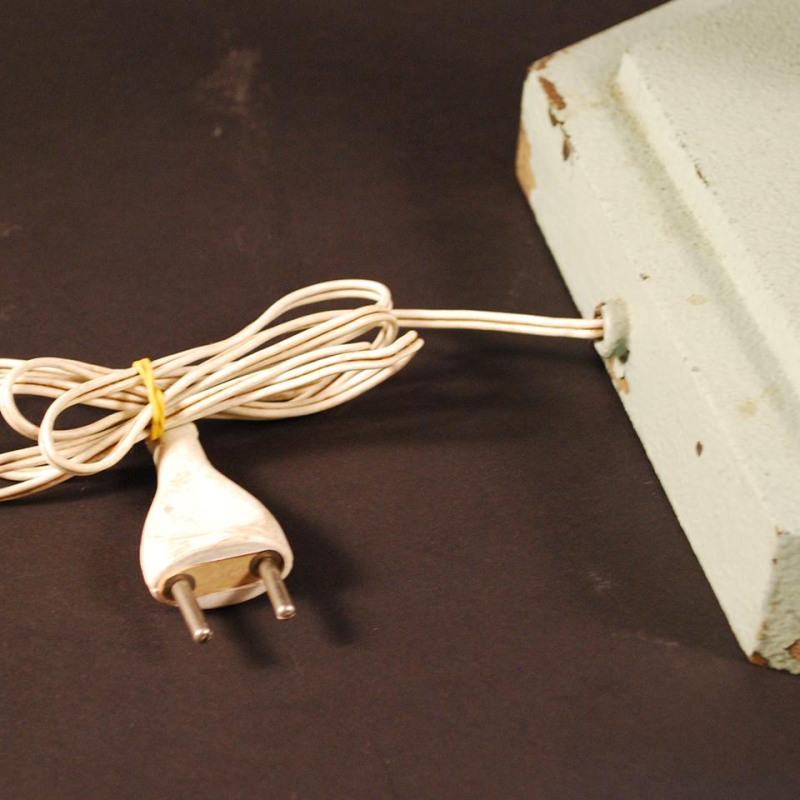 Art Deco floor lamp in polychromed hexagonal metal - crystal spacer - 1925