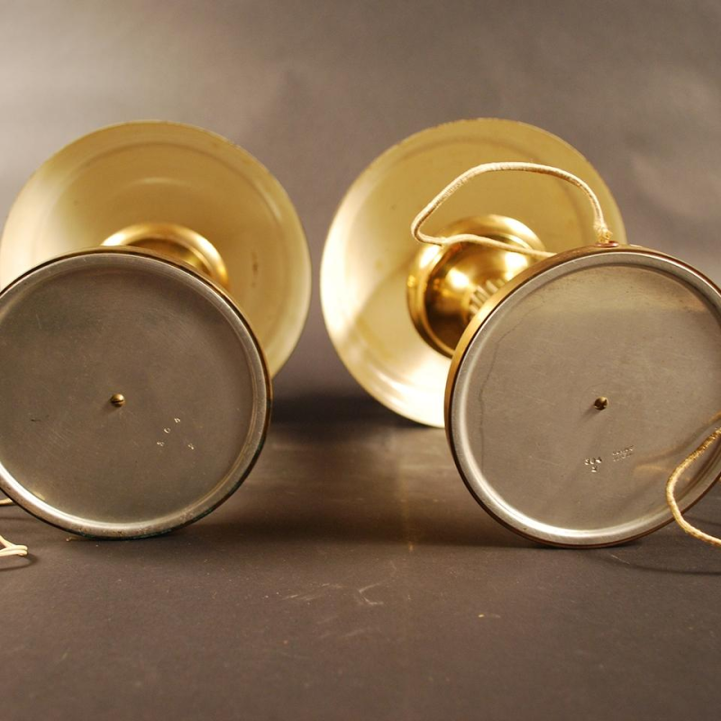 Paar Art Deco verguld messing tafellampen, ca 1925