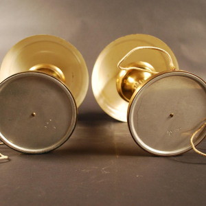 Paar Art Deco verguld messing tafellampen, ca 1925