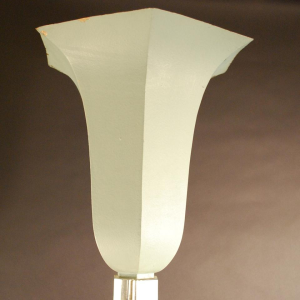 Art Deco floor lamp in polychromed hexagonal metal - crystal spacer - 1925