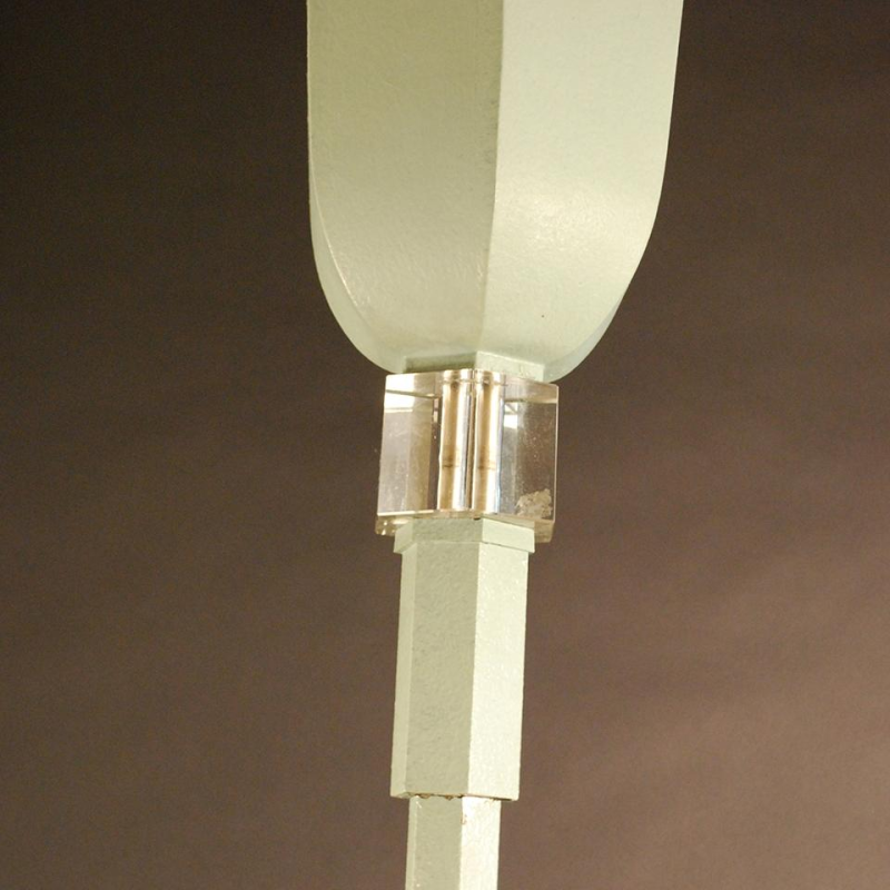 Lampadaire Art Déco en métal polychromé hexagonal - entretoise cristal - 1925