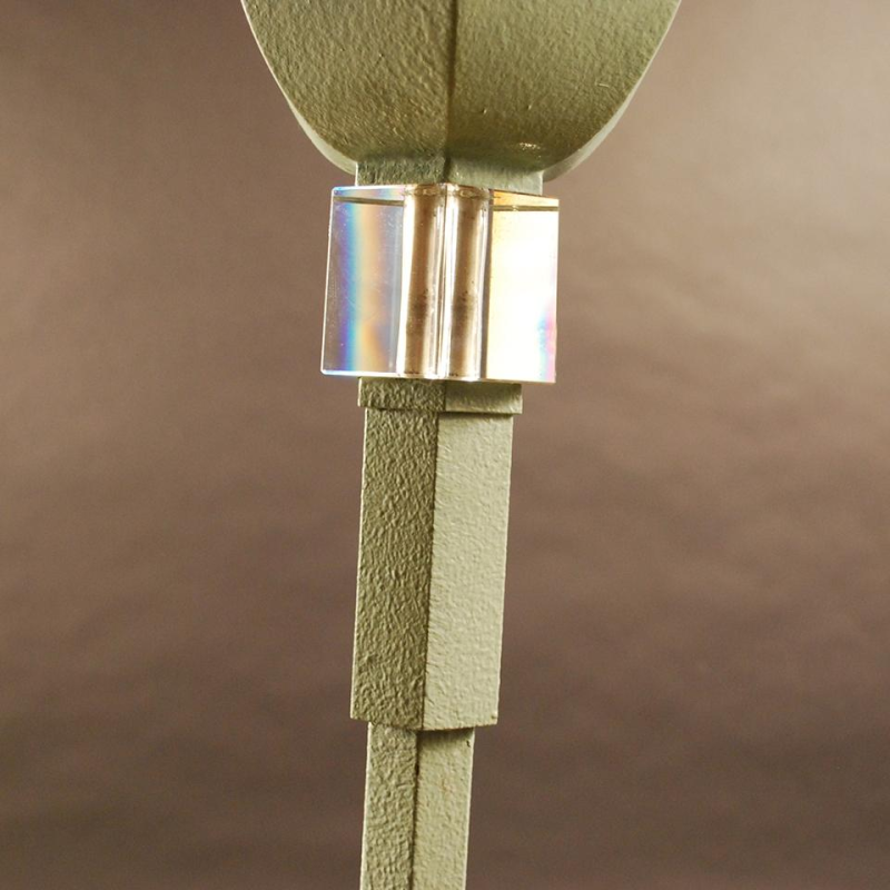 Lampadaire Art Déco en métal polychromé hexagonal - entretoise cristal - 1925