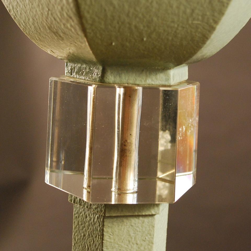 Lampadaire Art Déco en métal polychromé hexagonal - entretoise cristal - 1925