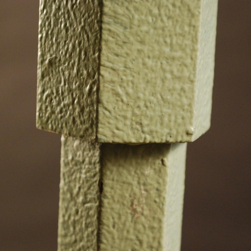 Art Deco floor lamp in polychromed hexagonal metal - crystal spacer - 1925