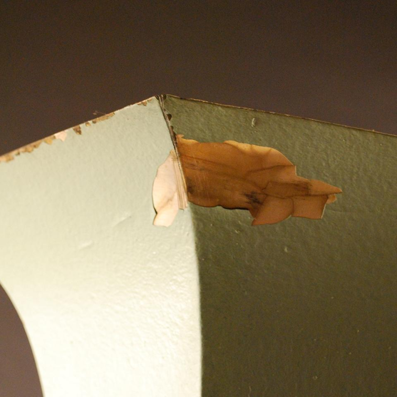 Art Deco floor lamp in polychromed hexagonal metal - crystal spacer - 1925