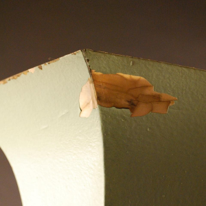 Art Deco vloerlamp in gepolychromeerd zeshoekig metaal - kristallen tussenstuk - 1925