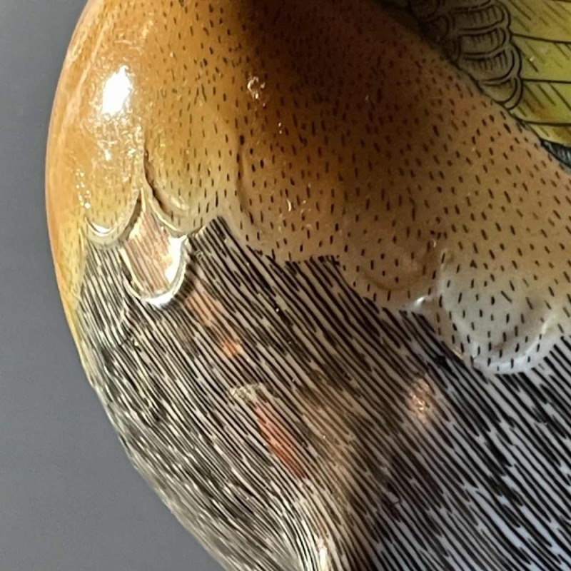 Giulia Mangani / Oggetti, sculpture - Oiseau Vanneau huppe´ - porcelaine polychrome & bronze dore´, Hollywood Regency ca 1970