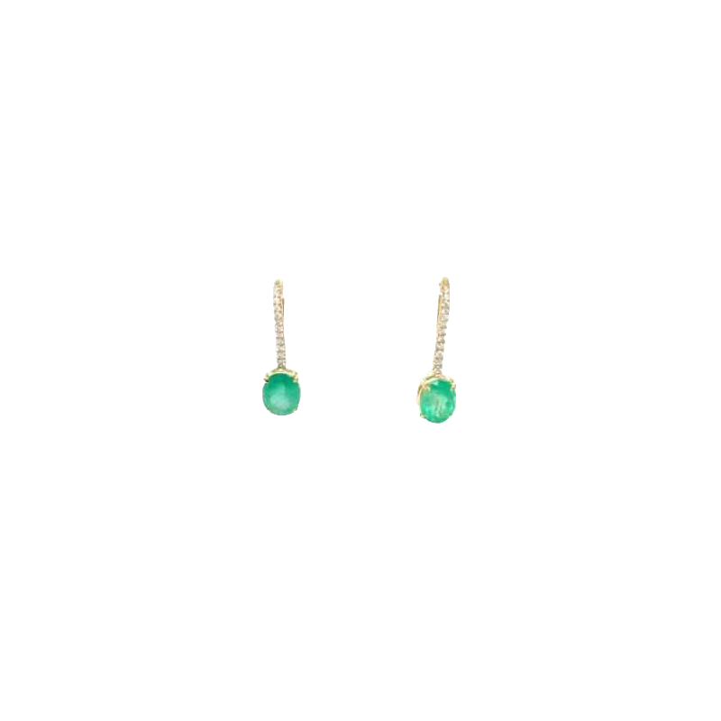 Earrings, yellow gold with emeralds and diamonds