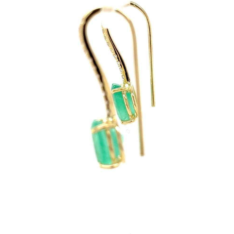Earrings, yellow gold with emeralds and diamonds