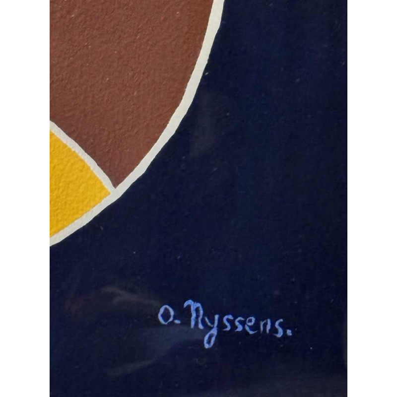 O. NYSSENS "abstractie" olieverf of gouache op papier