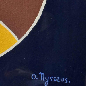 O. NYSSENS « abstraction » huile ou gouache sur papier