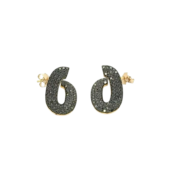 Earrings 18k yellow gold & black diamonds