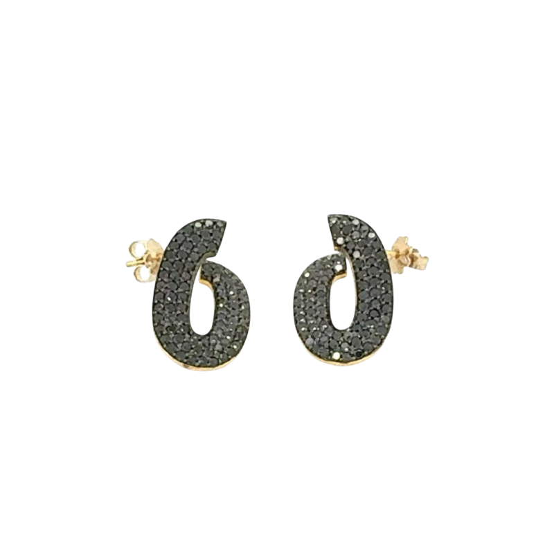 Boucle d'oreilles en or Jaune 18k & diamants noirs