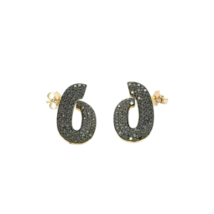 Boucle d'oreilles en or Jaune 18k & diamants noirs