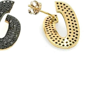 Boucle d'oreilles en or Jaune 18k & diamants noirs