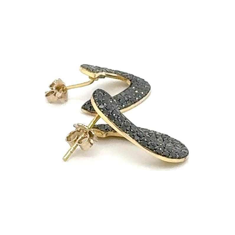 Earrings 18k yellow gold & black diamonds