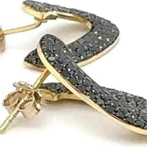 Oorbellen 18k geel goud & zwarte diamanten