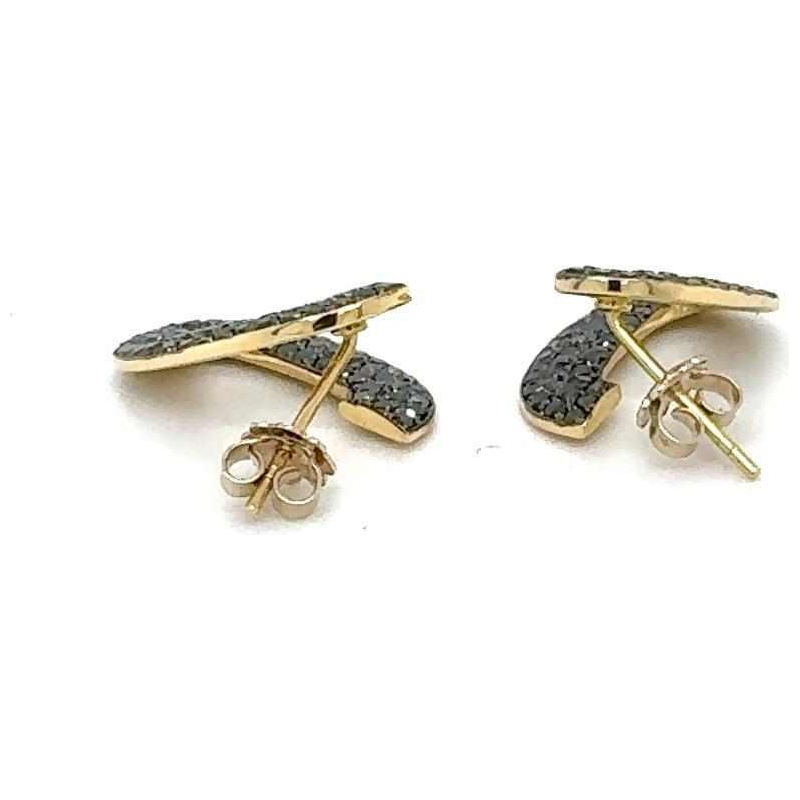 Earrings 18k yellow gold & black diamonds