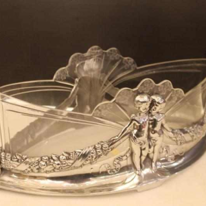 Art Nouveau plantenbak, verzilverd metaal en geslepen kristal WMF, ca 1900