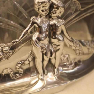 Jardinière Art Nouveau, métal argenté et cristal taillé WMF, ca 1900