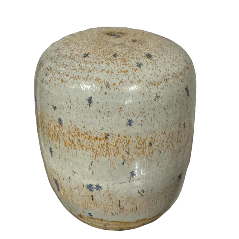 Antonio Lampecco, vase ovoïde en céramique gris moucheté beige