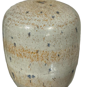 Antonio Lampecco, vase ovoïde en céramique gris moucheté beige