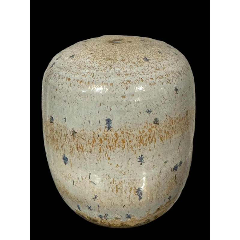 Antonio Lampecco, vase ovoïde en céramique gris moucheté beige