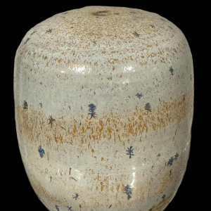 Antonio Lampecco, vase ovoïde en céramique gris moucheté beige
