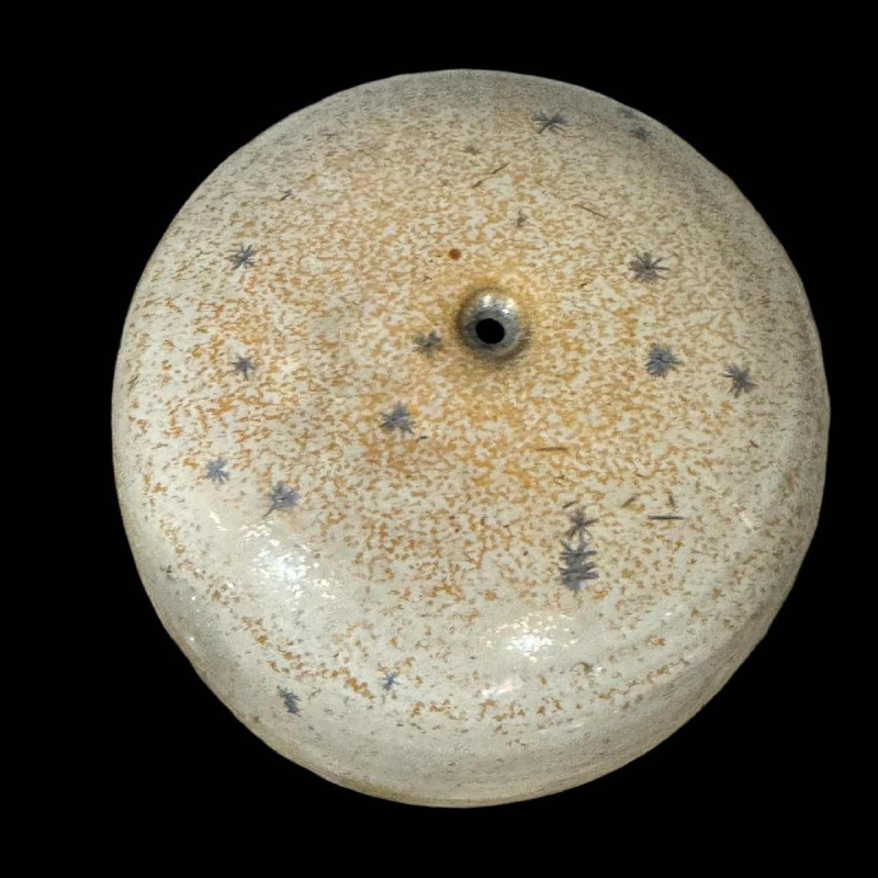 Antonio Lampecco, vase ovoïde en céramique gris moucheté beige