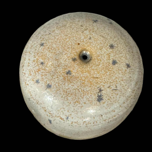 Antonio Lampecco, vase ovoïde en céramique gris moucheté beige