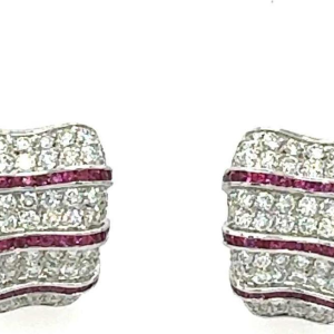 Boucles d'Oreilles Or Blanc Diamants & Rubis"