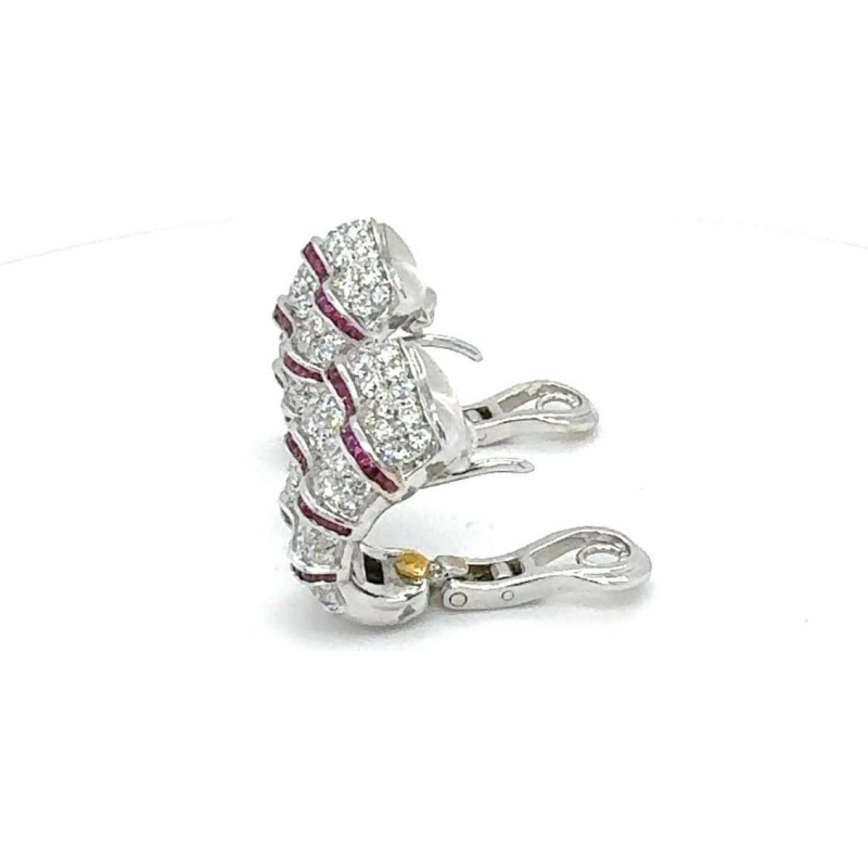 Boucles d'Oreilles Or Blanc Diamants & Rubis"