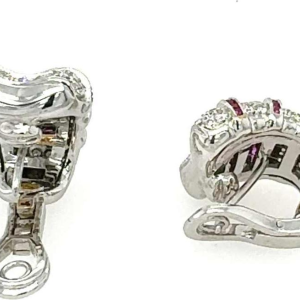 Boucles d'Oreilles Or Blanc Diamants & Rubis"