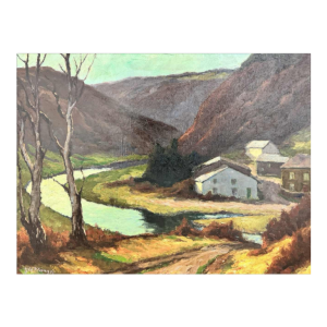 Géo WARZEE " Landscape of the Ardenne " painting oil on canvas