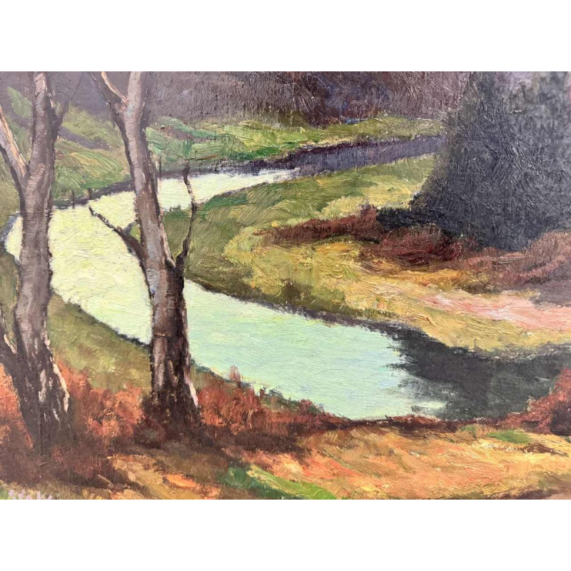 Géo WARZEE " Landscape of the Ardenne " painting oil on canvas