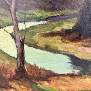 Géo WARZEE " Landschap van de Ardenne " schilderij olieverf op doek