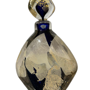 PIERRE MARION, grote fles / kristallen sculptuur met goud inleg, France ca 1980