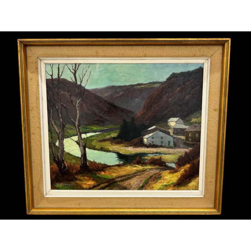 Géo WARZEE " Landscape of the Ardenne " painting oil on canvas