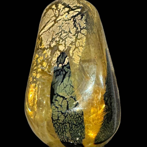 PIERRE MARION, grote fles / kristallen sculptuur met goud inleg, France ca 1980