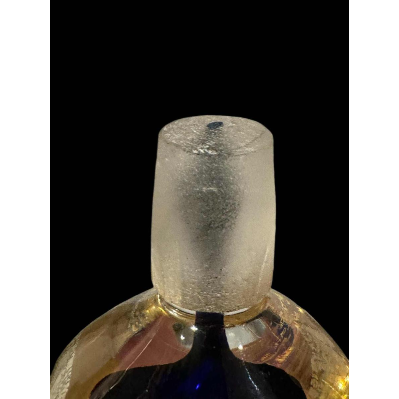 PIERRE MARION, large bottle / lined crystal sculpture with gold inlay, France ca 1980