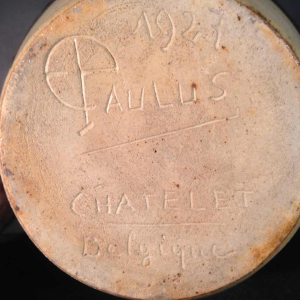 Eugene Paulus, vase africaniste Art Déco, Grès de Bouffioulx CHATELET, 1927