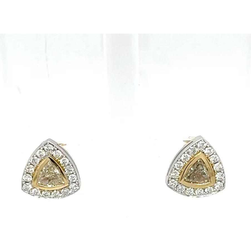 Paar BlingBling oorbellen in tweekleurig goud met gele en witte diamanten