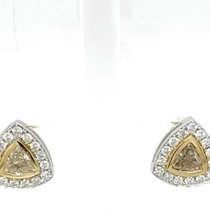 Paar BlingBling oorbellen in tweekleurig goud met gele en witte diamanten