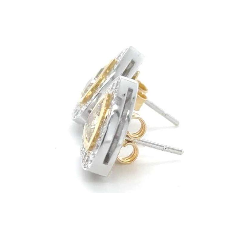 Pair of BlingBling earrings in two-tone gold with yellow and white diamonds