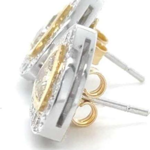 Paar BlingBling oorbellen in tweekleurig goud met gele en witte diamanten