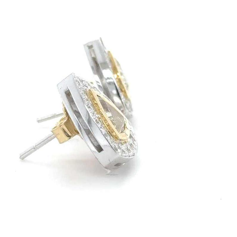 Paar BlingBling oorbellen in tweekleurig goud met gele en witte diamanten