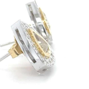 Paar BlingBling oorbellen in tweekleurig goud met gele en witte diamanten